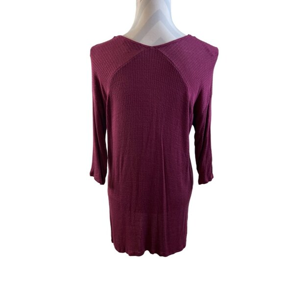 Balkin Quarter Sleeve Small Light Weight Sweater Maroon Ribbed - Picture 3 of 7